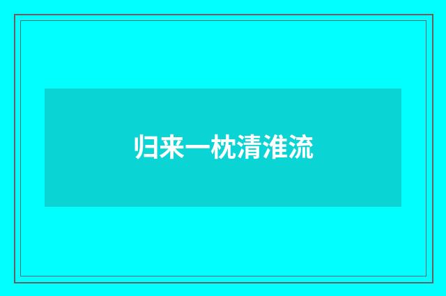 归来一枕清淮流