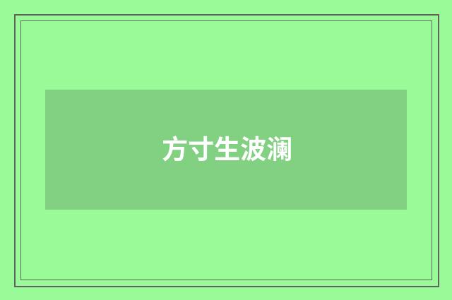 方寸生波澜