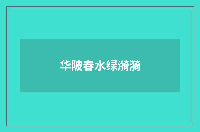 华陂春水绿漪漪