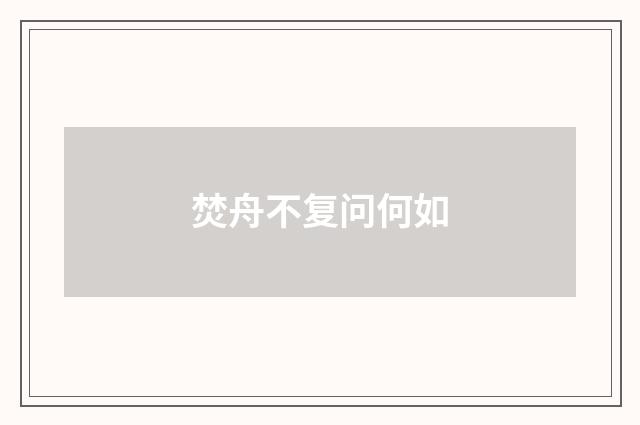 焚舟不复问何如