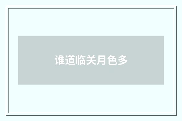 谁道临关月色多