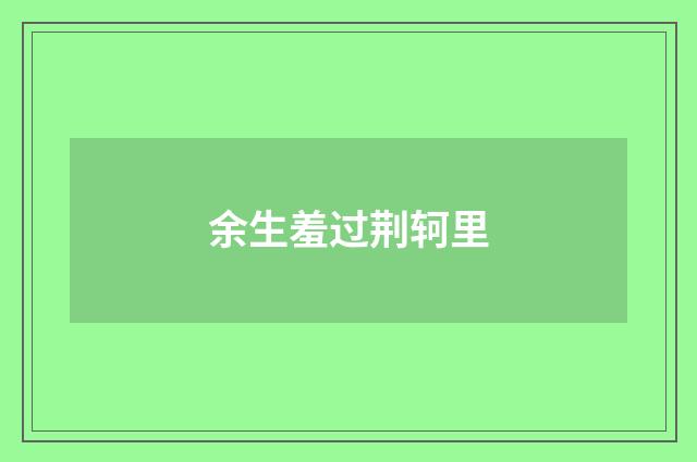 余生羞过荆轲里