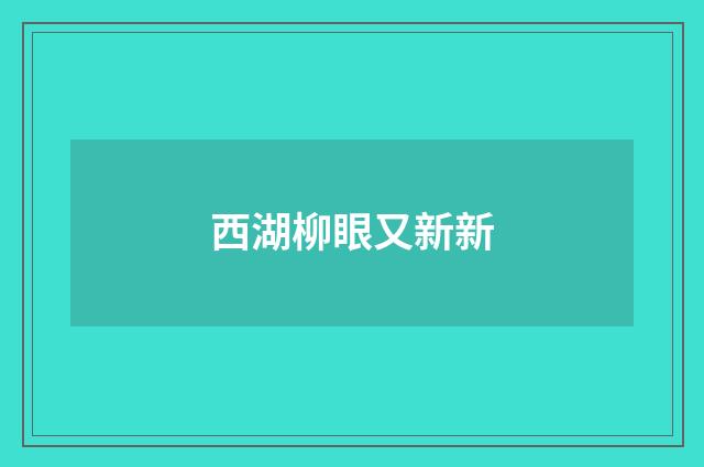 西湖柳眼又新新