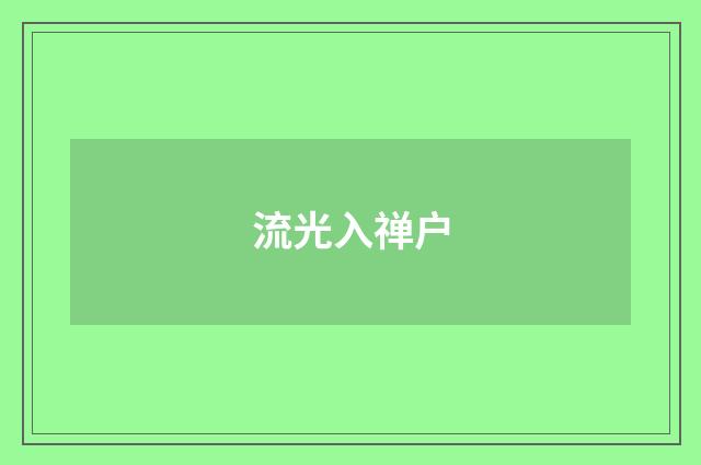 流光入禅户