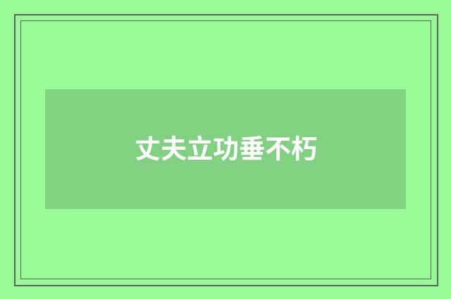 丈夫立功垂不朽