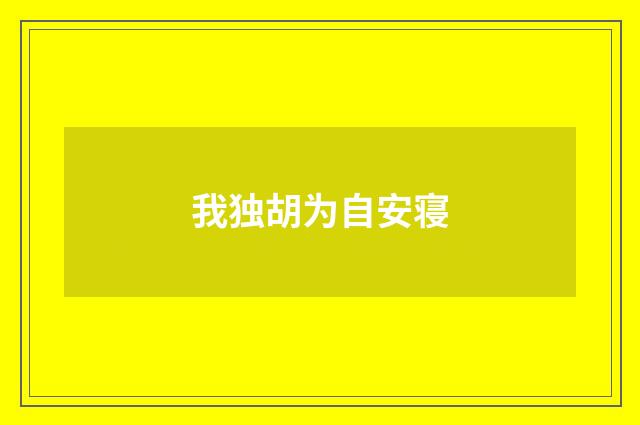 我独胡为自安寝