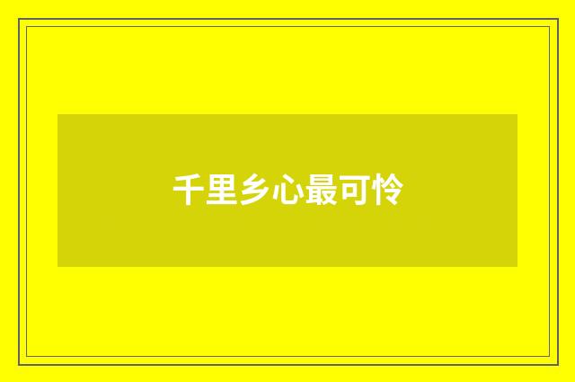千里乡心最可怜