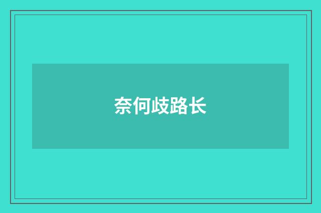 奈何歧路长