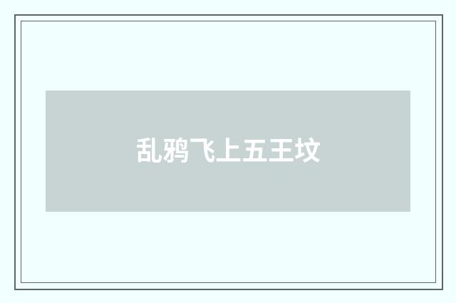 乱鸦飞上五王坟
