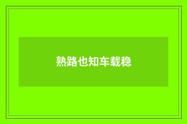 熟路也知车载稳