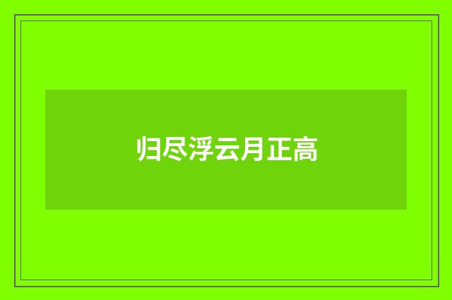 归尽浮云月正高