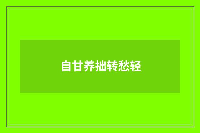 自甘养拙转愁轻