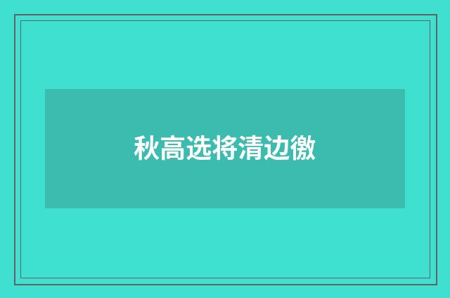 秋高选将清边徼