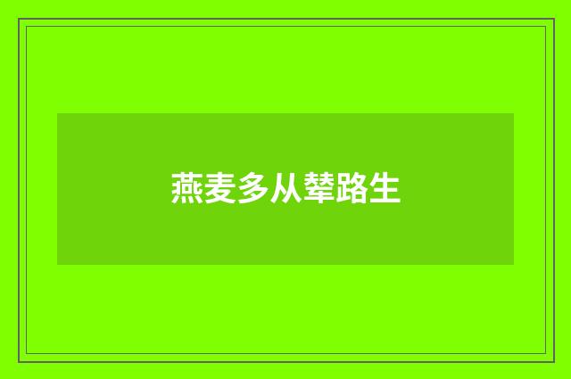 燕麦多从辇路生