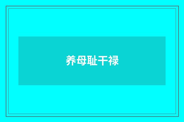 养母耻干禄