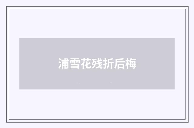 浦雪花残折后梅