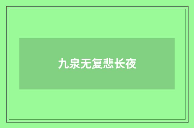 九泉无复悲长夜