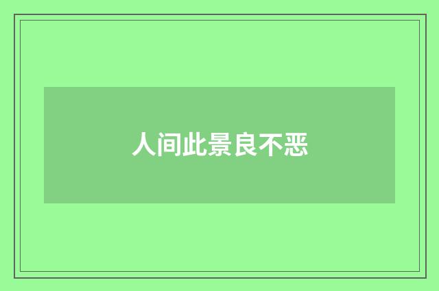 人间此景良不恶