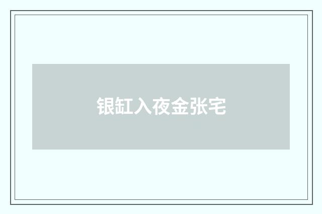 银缸入夜金张宅