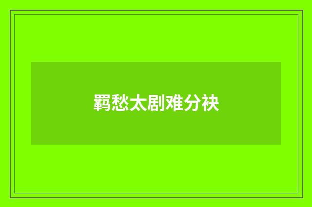 羁愁太剧难分袂