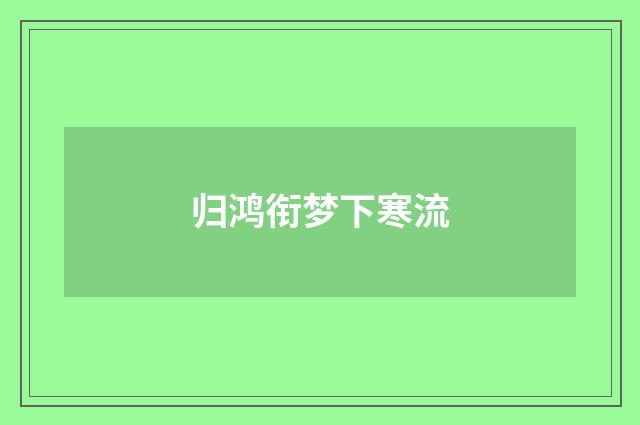 归鸿衔梦下寒流