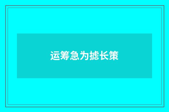 运筹急为摅长策
