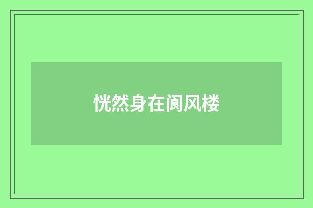 恍然身在阆风楼