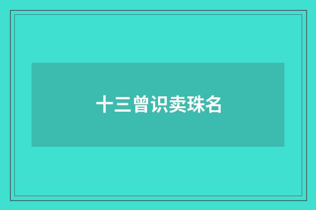 十三曾识卖珠名