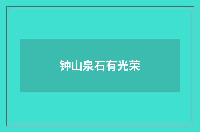 钟山泉石有光荣