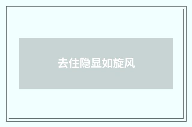 去住隐显如旋风