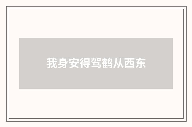 我身安得驾鹤从西东