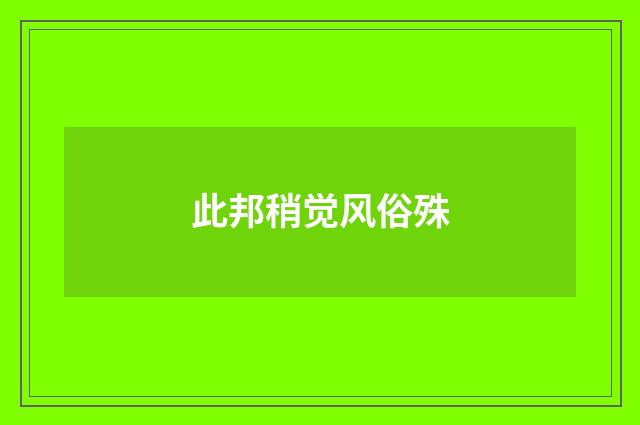 此邦稍觉风俗殊