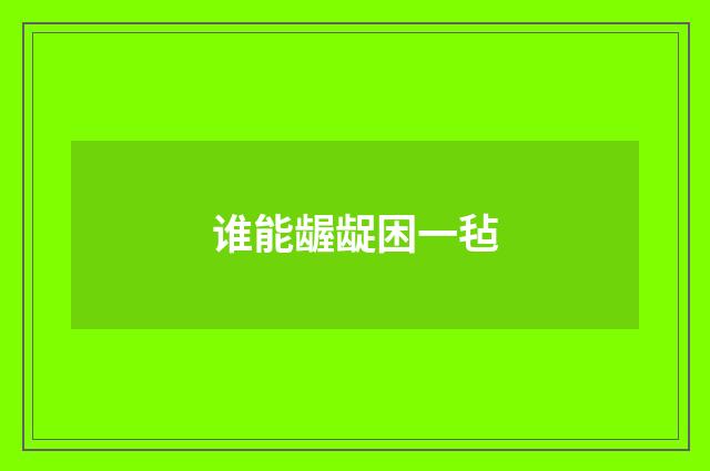 谁能龌龊困一毡