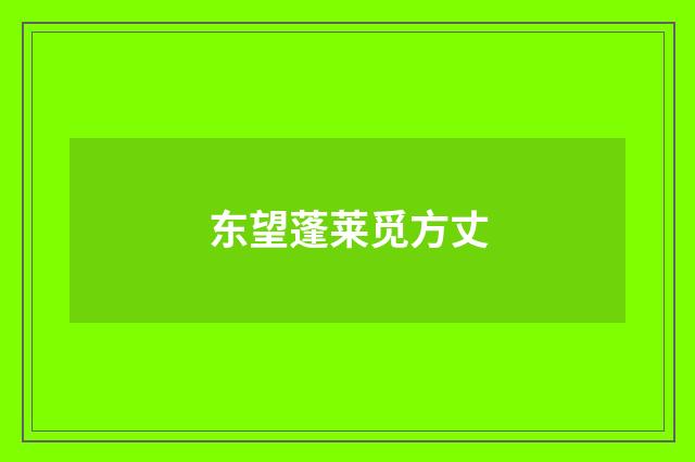 东望蓬莱觅方丈