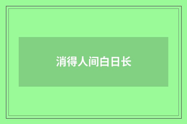 消得人间白日长