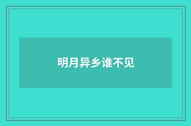 明月异乡谁不见