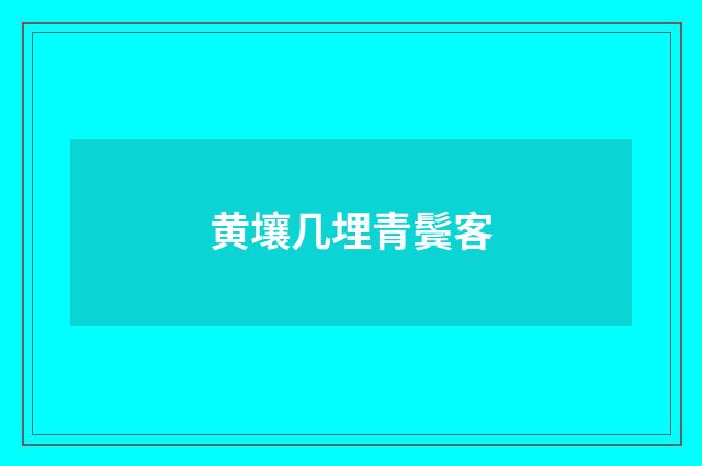 黄壤几埋青鬓客