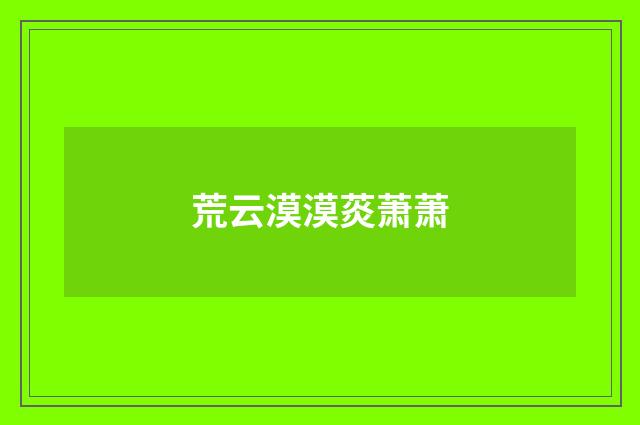 荒云漠漠菼萧萧