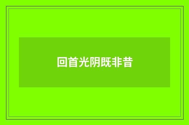 回首光阴既非昔