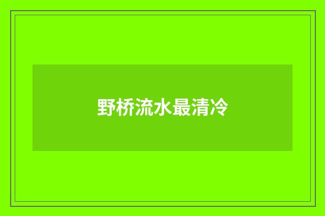 野桥流水最清冷
