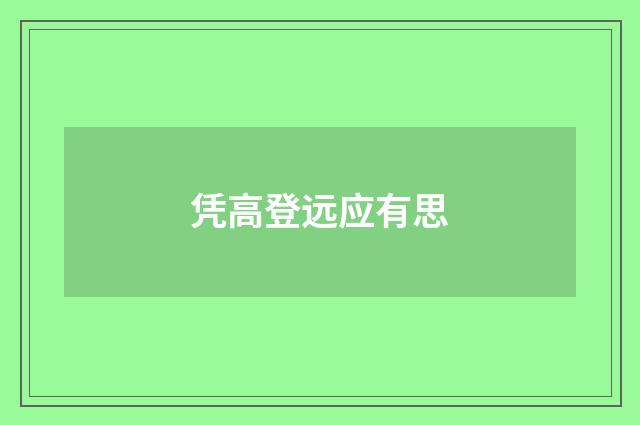 凭高登远应有思