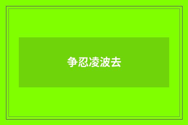 争忍凌波去