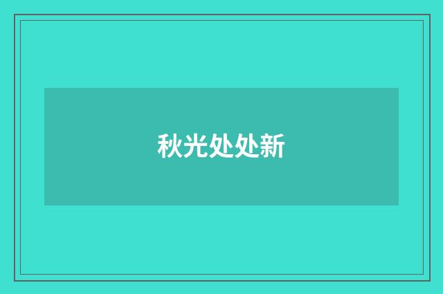 秋光处处新