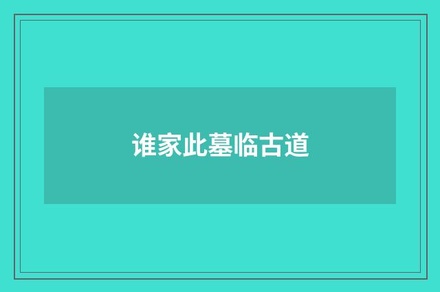 谁家此墓临古道