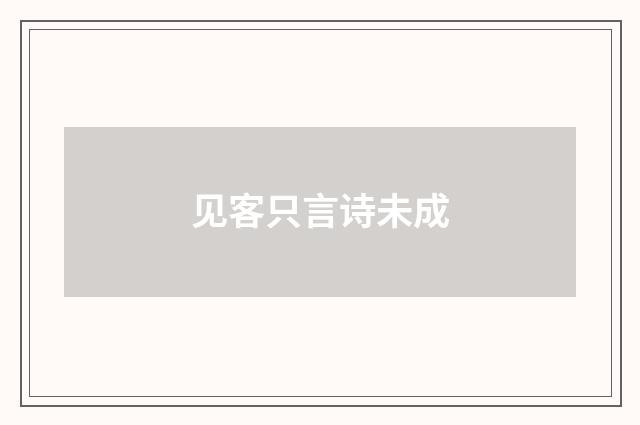 见客只言诗未成