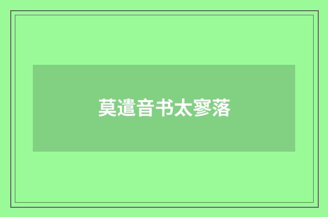 莫遣音书太寥落