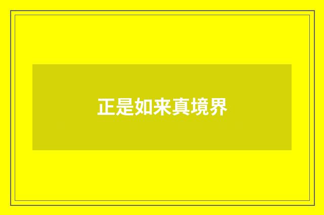 正是如来真境界