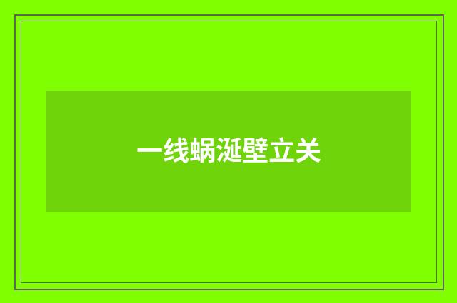 一线蜗涎壁立关