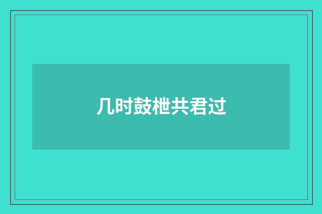 几时鼓枻共君过