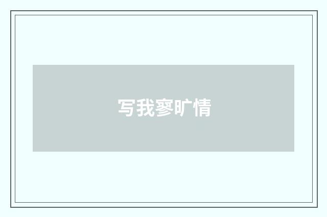 写我寥旷情